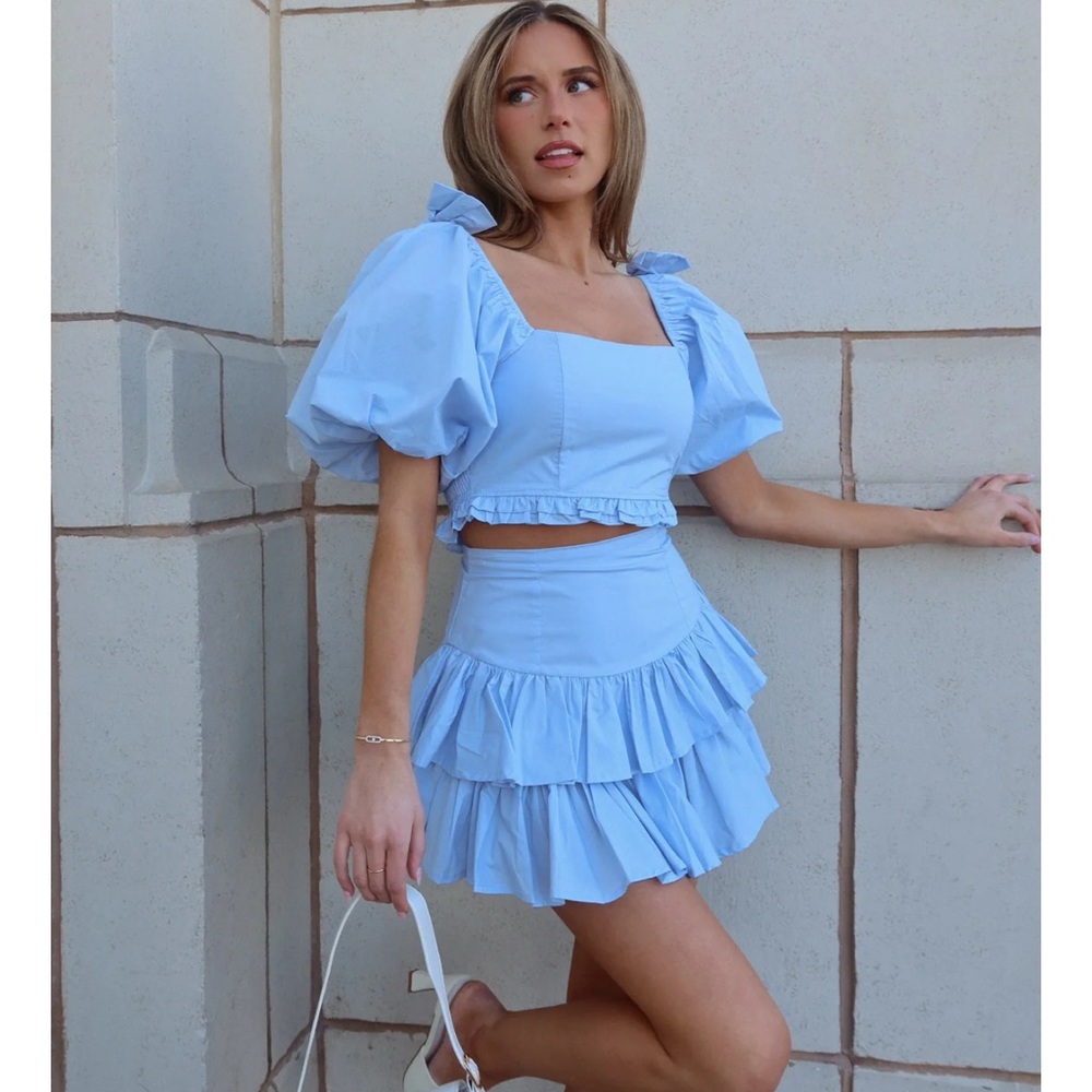 Blue Ruffled Skirt Set - Women’s size Small